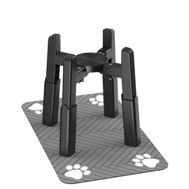 CZPET Dog Bowl Stand with Mat with Adjustable Height and Width, Raied Elevated Water & Food Feeder for Medium & Large Dogs, Stable and Anti-Slip