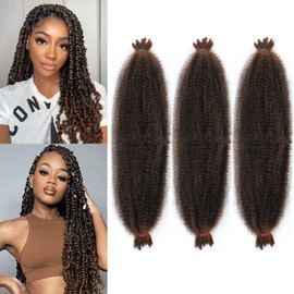 LPARMJIT Springy Afro Twist Hair 24 Inch 3 Packs Pre-Separated Kinky Marley Twist Braiding Hair for Soft Butterfly Locs Pre-Fluffed Afro Twist Hair Extensions (24 Inch (Pack of 3), T1b/30)