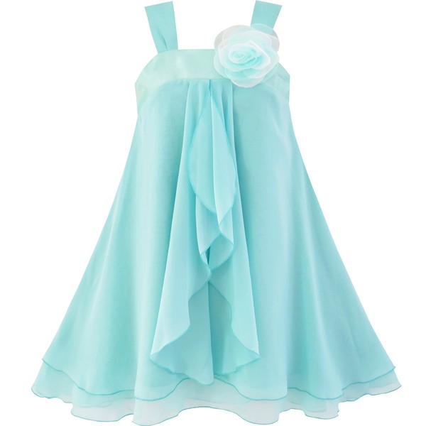 JX83 Girls Dress A-line Halter Flower Multi Layer Chiffon Size