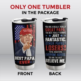 Donavibe Papa Tumbler 20Oz - Papa Gifts from Grandchildren - Funny Papas Gift Idea - Fathers Day Christmas Birthday Gifts for Dad Grandpa
