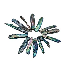 PremiumBead Fabulous Head-Drilled Biwa-Style Pearls | 27x6x2 - 20 x5x2mm | 14 Pearls |