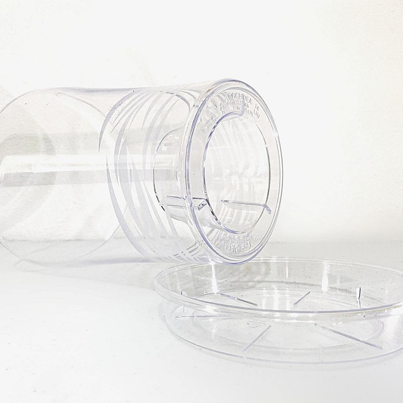 2.16cm Clear Plastic Orchid Flower Pot with Saucer