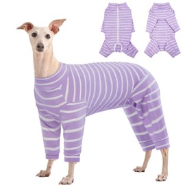 Kuoser Recovery Suit for Medium Dogs After Surgery, Long Sleeve Dog Surgery Recovery Suit, Dog Onesie for Abdominal Wounds Skin Disease, Purple L