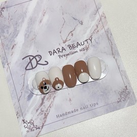 Dara Beauty October Art of the MonthRound Fretch Bear Nail❣ - Nail Glue / 다라뷰티 10월 이달의아트둥근프레치 곰돌이네일❣ - 네일글루
