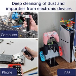 CO2 Compressed Air Duster for Keyboard Camera,Odorless Compressed air Can Electronic Cleaner Spray with Replaceable 5x16g CO2 Cartridges,Powerful dust Removal