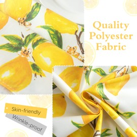 LZLINGMEI Table Cloth Round 140 cm, Water Resistant Spill Proof Washable Polyester Dining Table Cover for Party Birthday Buffet, Lemon Fabric Tabletop Decoration,Yellow