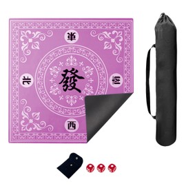 Icegrey Mahjong Mat with Bag, Anti Slip Noise Reduction Table Cover Mat, Mahjong Table Accessories Tablecloth for Mah Jongg, Card, Board & Tile Games, Rose Pink