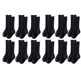 12 Pairs Baby Boys Girls Knee High Black Socks Toddler Infant Ribbed Long Socks Stockings 6-12 months old