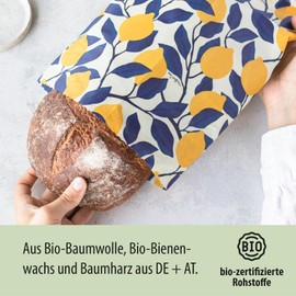 little bee fresh Organic Beeswax Cloth Large Bag from Germany - Keeps Food Natural, Beautiful & Plastic-Free Fresh! Handmade from Organic Raw Materials (Amalfi)