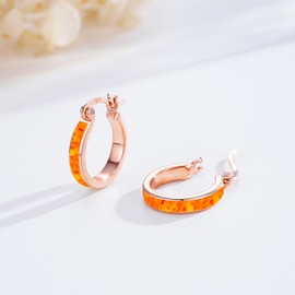 CHENGHONG Opal Earrings 925 Sterling Silver Fire Opal Hoop Earrings Hypoallergenic Opal Jewellery Gifts for Women Girls…