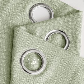 MIULEE Sage Green Faux Linen Textured Curtains 84 Inch Length 2 Panels Set for Living Room Bedroom Privacy Farmhouse Burlap Weave Semi Sheer Grommet Top Light Filtering Window Drapes, W37xL84