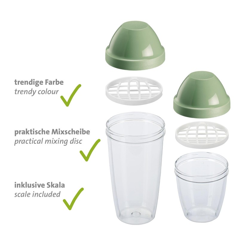 Westmark 2 Mixing and Shaking Cups/Shaker with Removable Mixing Disc