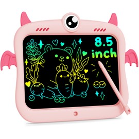 bravokids LCD Writing Tablet for Kids 8.5 Inch, Colorful Doodle Board Drawing Pad Tablet, Christmas Birthday Gifts Educational and Learning Toys for 3 4 5 6 7 8 Years Old Girls Boys (Pink)