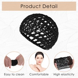 AEDOVE 6 Pieces Mesh Crochet Bandana Hair Net Sleeping Hairnet for Women Hair Net Snoods Hat Rayon Knit Crochet Hairnet Hairbands (Black)