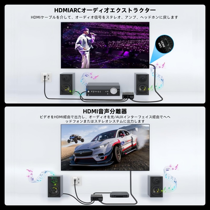 HDMI Audio Separator ARC Support 4K@60Hz Optical Digital SPDIF +
