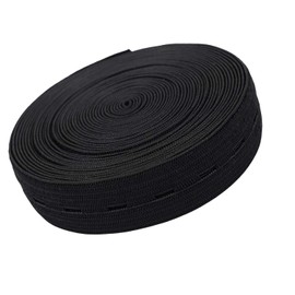 Trimming Shop Button Hole Elastic Tape Stretchable Cord for Trouser Waistbands, Maternity Clothes, Sewing, Knitting, Crafting (25 Metres Long, 20mm Wide, Black)