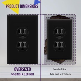 ENERLITES Duplex Receptacle Outlet Wall Plate, Jumbo Electrical Outlet Cover, Gloss Finish, Oversized 1-Gang 5.51" x 3.50", Polycarbonate Thermoplastic, 8821O-BK, Black