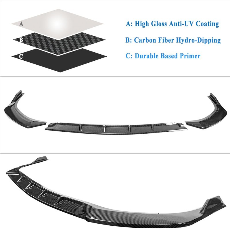 Rolling Gears Carbon Fiber Look Front Lip Spoiler Compatible with