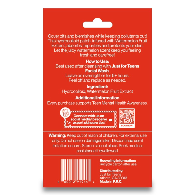 Just For Teens Watermelon Scented Pimple Patches, 36 Count, 18