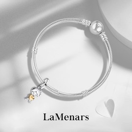 LaMenars Charms Winter Christmas Love Heart Moon for Bracelets 925 Sterling Silver Beads Christmas Day Mother's Day Birthday Anniversary Jewellery for Women, Cubic Zirconia, Cubic Zirconia