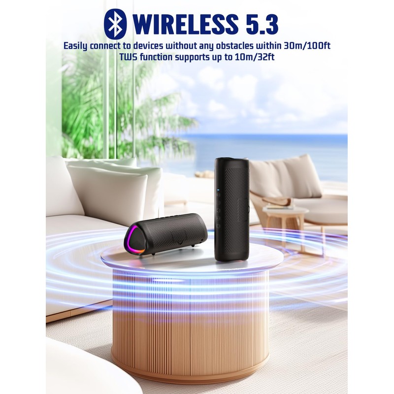 UOHHBOE Blue Tooth Speaker, Portable Speaker Wireless with RGB Lights,