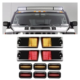 Kojem LED Cab Roof Lights Compatible with 2003-2009 Hummer H2 SUT Top Clearance Running Lights Kits Marker Lamps Smoke Lens & Black Housing 10Pcs