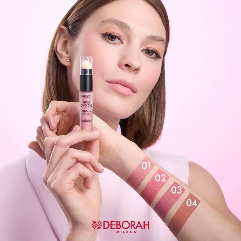 Deborah Milano Rouge & Lipstick Easy Color, 01 Pink Crush,