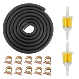 Nizirioo High Quality 1/4 Inch Fuel Hose Kit: Fuel Hose 4 mm, 2 Metres Diameter 4 mm Fuel Line, 2 Pieces 6 mm/8 mm Fuel Filter, Petrol Hose Set with 10 Pieces Hose Clamps for Car Motorcycle Reel