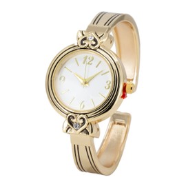 Blekon Collections Women's Quartz Analog Multistyle Designed Cuff Bangle Wristwatch - Ladies Wrist Watch for Everyday Use - Can Fit Wrist Sizes 7-8 inches (Style-One/Gold)