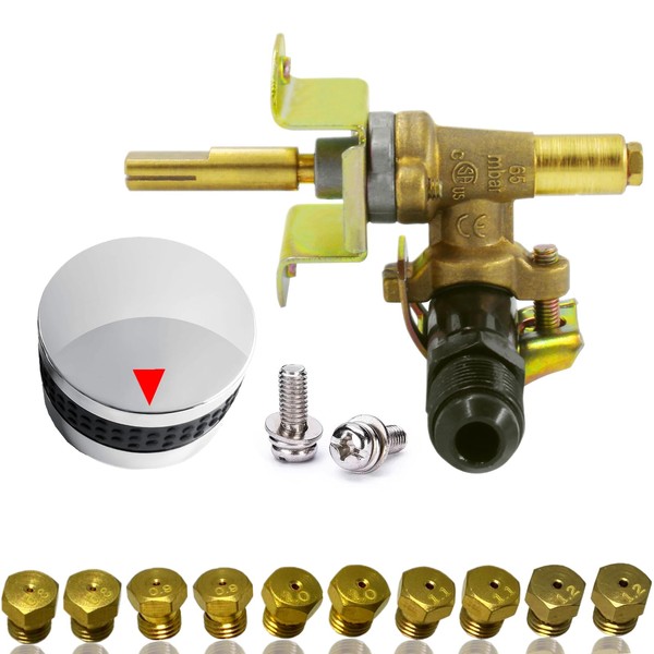 MCAMPAS Gas Burner Control Valve with LP Gas Orifice Nozzles
