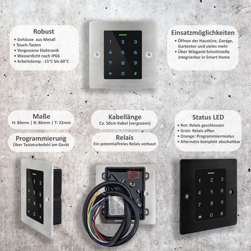 Gelikom BP3 RFID & PIN Flush-Mounted Door Lock (1 Relay
