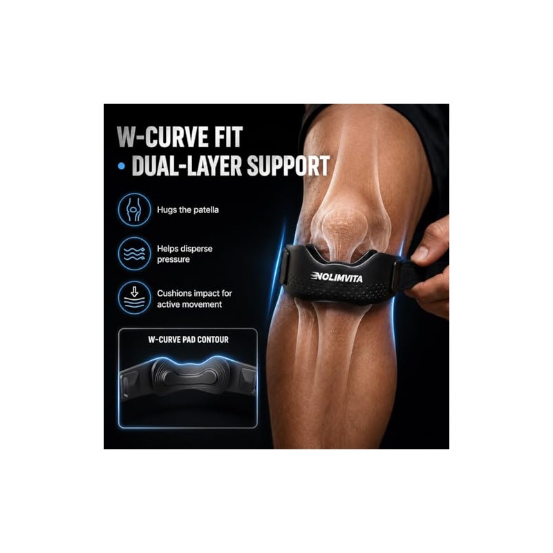 Patellar Tendon Support Strap, 2 Pack Knee Strap with Dual-Length