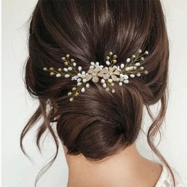 YBSHIN Rhinestone Wedding Hair Accessories Gold Brides Hair Comb Flower Bridal Comb Headpieces Pearl hair bands Crystal Headpiece for Women