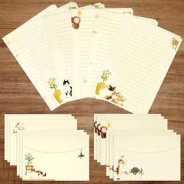 Juego de 36 piezas de papel de escritura y sobres, cálido y lindo diseño de papelería con temática de gato para invitaciones, decoración de regalos, f