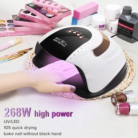 Profesional Nail Lamp 268W, 57Pcs Lamp Beads, Infrared Sensor, 4 Timer Settings, for Nail Salons and Homes