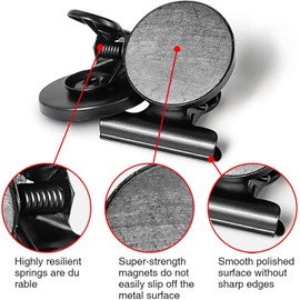 QINGHEC 12 Pcs Magnetic Clips, Scratch-Free Strong Fridge Magnets Clip, Whiteboard Magnets Clips, Magnetic Clips for Fridge Black, Ideal for Whiteboard Notice Board Refrigerator Picture