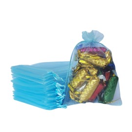 4x6 inch Organza Gift Bags Drawstring for Jewelry,Candy,Set of 50 Baby Blue Sheer Fabric Clear Mesh Wrap Storage Containers Sachet for Baby Shower,Birthday,Christmas,Party Favors,Bridal Shower,Wedding