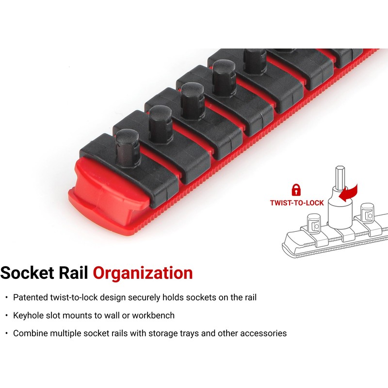 TEKTON 1/4 in Drive Hex Bit Socket Set with Rail,