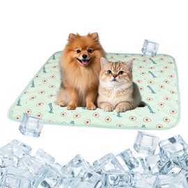 FOSDICK 1Pcs Dog Cooling Mat, Summer Cooling Mat for Dogs, Soft Comfortable Cool Mat for Dogs, Cartoon Pet cooling Pads for Cat Puppy, with Avocado Pattern, 60 * 50CM, (Green)
