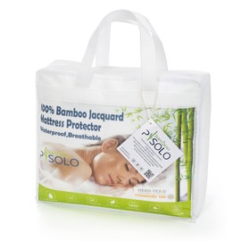 PISOLO Double Waterproof 100% Bamboo Jacquard 3D Air Elastic Mattress Protector Mattress Protector with Corners Anti Dust Mite Topper for Single Bed 90 x 200 cm