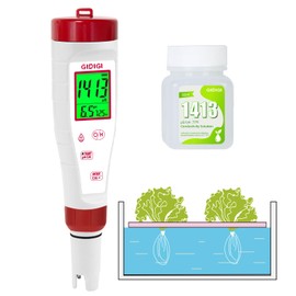 pH Meter for Water Hydroponic,Digital pH ppm Tester for Nutrients,EC TDS Reader 4 in 1 with 1413 μs/cm Calibration Solution,High-Sensitivity Backlit Display for Drinking Water,DWC,Indoor Plants