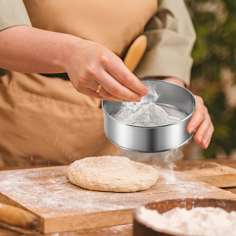 3PCS Stainless Steel Flour Sieve, 10/15/20 cm 40/60 mesh Fine