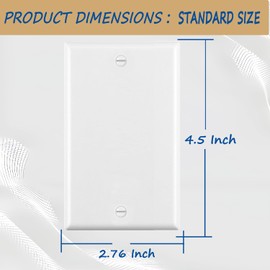 No Device Blank Wallplate,Standard Size 1-Gang 4.50" x 2.76",Smooth Face,Unbreakable Polycarbonate Thermoplastic,UL Listed,2-Pack