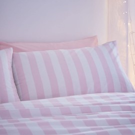 Sassy B Bedding Stripe Tease Reversible Single Duvet Cover Set with Pillowcase Pink