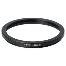vhbw 58mm to 52mm Step Down Ring Adapter for Camera Lens Filter Adapter Metal Black