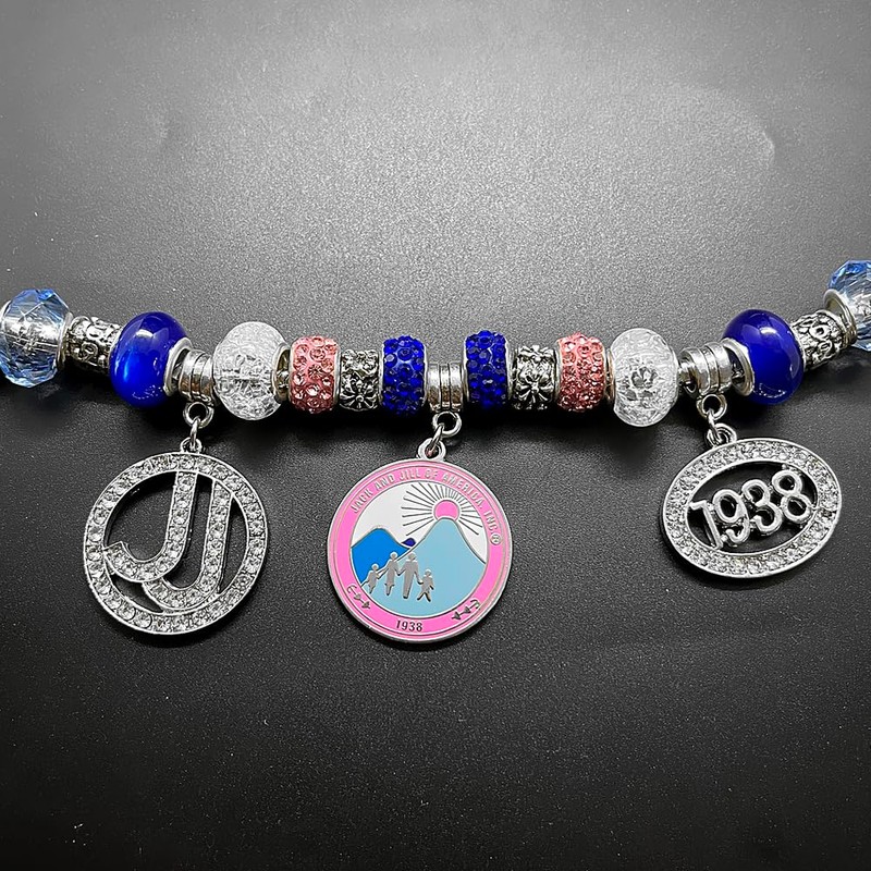 muiot JACK AND JILL Sorority Bracelet JJ 1938 Rhinestone Letter