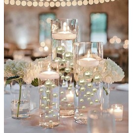 Vase Pearlfection 150 Floating Ivory/Off White Pearls-Fills 2 Gallons of Transparent Gels for Floating Effect-with Measured Gels Prep Bags