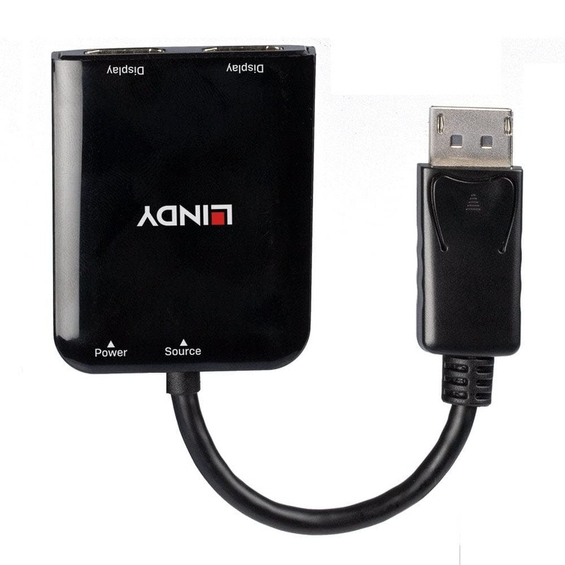 LINDY 38430 2 Port DisplayPort 1.2 MST Hub, Black, 4K@60Hz,