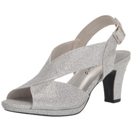 Easy Street Women's Christy Heeled Sandal, Silver Glitter, 8.5