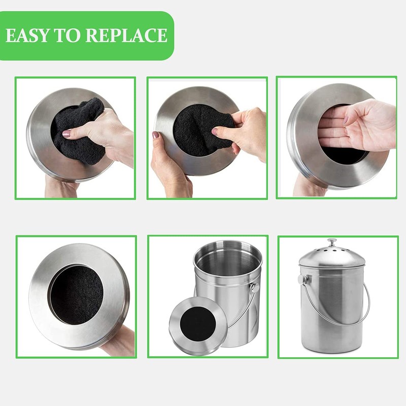 7 Pack Compost Bin Charcoal Filters Round Indoor Kitchen Compost